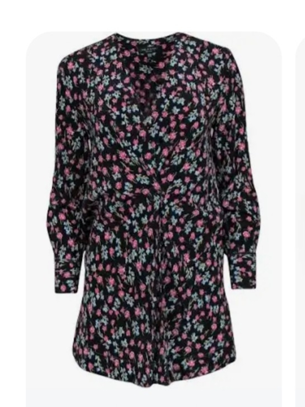 rag & bone 100%Silk Black Floral Dress